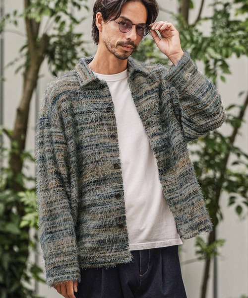 CAMBIO（カンビオ）の「ms6187-Mohair Knit Like Multi Color Shirts ニットシャツ（シャツ/ブラウス・メンズ・ブラウン/グリーン・M/L）」の3枚目の写真