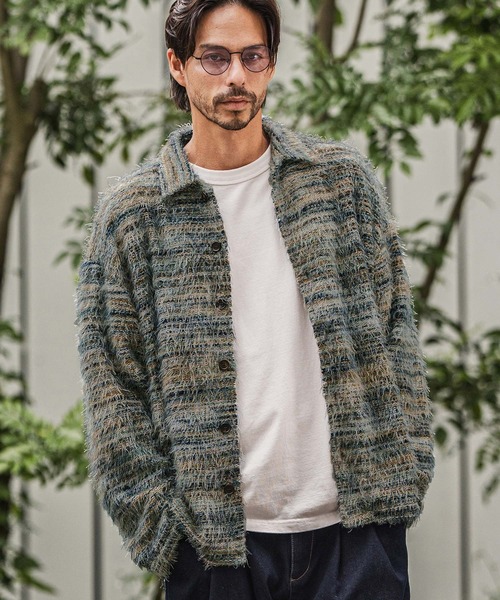 CAMBIO（カンビオ）の「ms6187-Mohair Knit Like Multi Color Shirts ニットシャツ（シャツ/ブラウス・メンズ・ブラウン/グリーン・M/L）」の4枚目の写真