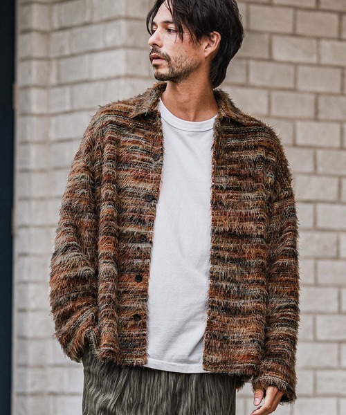 CAMBIO（カンビオ）の「ms6187-Mohair Knit Like Multi Color Shirts ニットシャツ（シャツ/ブラウス・メンズ・ブラウン/グリーン・M/L）」の8枚目の写真