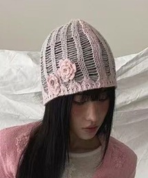 新品未使用inbreed⭐︎ROSIER ニット帽　ピンク×クロ 新品未使用inbreed⭐︎ROSIER ニット帽 ピンク×クロ