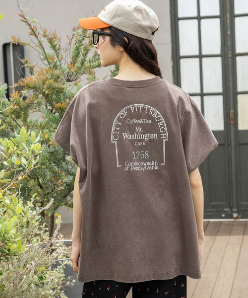 niko and...（ニコアンド）の「バック刺繍BIGフレンチTシャツ（Tシャツ/カットソー・レディース・ブラウン/オレンジ/オフホワイト/ライトブルー・MEDIUM/LARGE）」の3枚目の写真