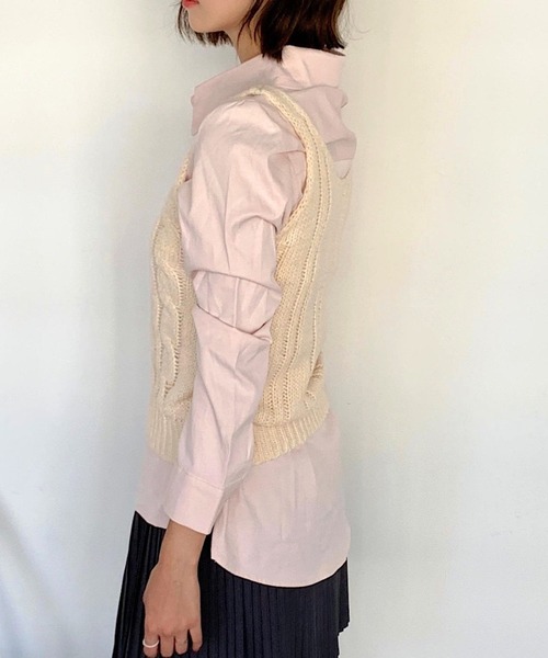 Teem Store(チームストア)の「ケーブルニットビスチェ(ニット/セーター・レディース・グリーン/ピンク/アイボリー・F)」の11枚目の写真
