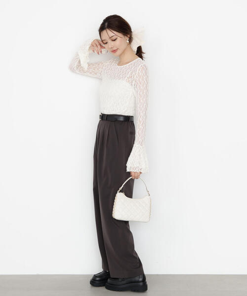 PROPORTION BODY DRESSING（プロポーションボディドレッシング）の「ベルト付きタックパンツ / 1215230805（その他パンツ・レディース・ベージュ/ダークグレー・P/S/MEDIUM/SMALL）」の9枚目の写真