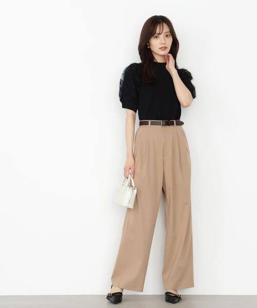 PROPORTION BODY DRESSING（プロポーションボディドレッシング）の「ベルト付きタックパンツ / 1215230805（その他パンツ・レディース・ベージュ/ダークグレー・P/S/MEDIUM/SMALL）」の3枚目の写真