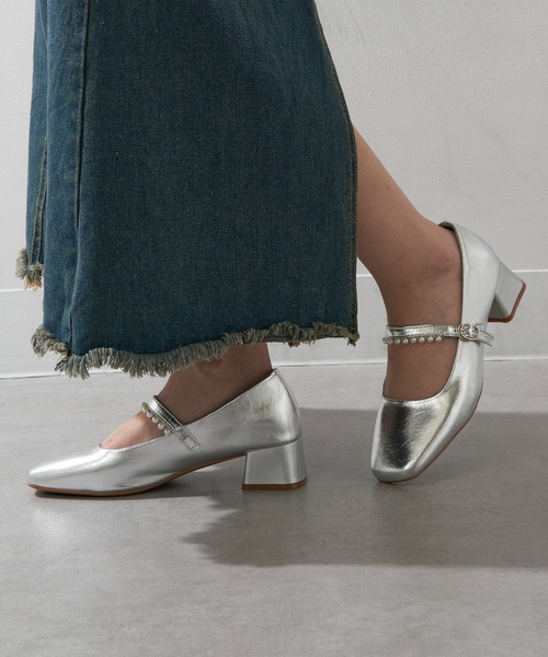 SETUP7（セットアップセブン）の「【SETUP7】パール付きストラップデザイン スクエアトゥシューズ　結婚式・二次会・披露宴・お呼ばれ・セレモニー・成人式 同窓会・女子会・2次会・謝恩会・パーティー・デート オケージョン・食事会・演奏会・発表会・記念日・七五三・お宮参り KNF-TP（パンプス・レディース・アイボリー/ゴールド/シルバー・38/37/36）」の9枚目の写真