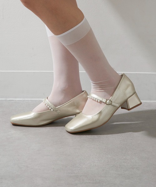 SETUP7（セットアップセブン）の「【SETUP7】パール付きストラップデザイン スクエアトゥシューズ　結婚式・二次会・披露宴・お呼ばれ・セレモニー・成人式 同窓会・女子会・2次会・謝恩会・パーティー・デート オケージョン・食事会・演奏会・発表会・記念日・七五三・お宮参り KNF-TP（パンプス・レディース・アイボリー/ゴールド/シルバー・38/37/36）」の17枚目の写真