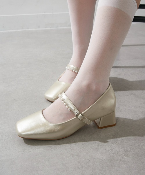 SETUP7（セットアップセブン）の「【SETUP7】パール付きストラップデザイン スクエアトゥシューズ　結婚式・二次会・披露宴・お呼ばれ・セレモニー・成人式 同窓会・女子会・2次会・謝恩会・パーティー・デート オケージョン・食事会・演奏会・発表会・記念日・七五三・お宮参り KNF-TP（パンプス・レディース・アイボリー/ゴールド/シルバー・38/37/36）」の13枚目の写真