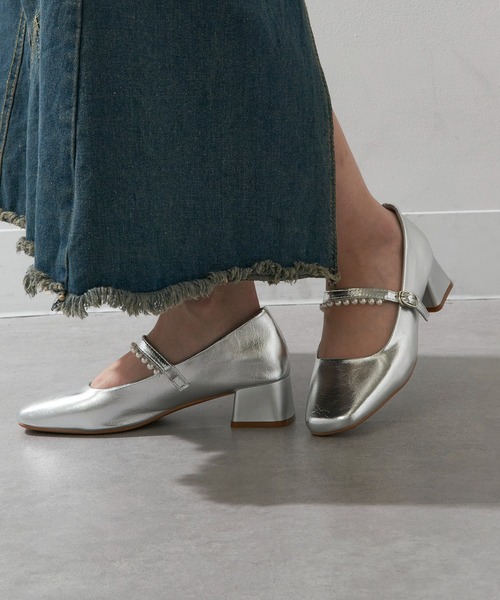 SETUP7（セットアップセブン）の「【SETUP7】パール付きストラップデザイン スクエアトゥシューズ　結婚式・二次会・披露宴・お呼ばれ・セレモニー・成人式 同窓会・女子会・2次会・謝恩会・パーティー・デート オケージョン・食事会・演奏会・発表会・記念日・七五三・お宮参り KNF-TP（パンプス・レディース・アイボリー/ゴールド/シルバー・38/37/36）」の7枚目の写真