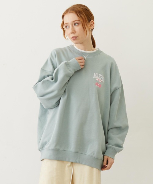 MILKFED.（ミルクフェド）の「RIBBON AND CHERRY SWEAT TOP（スウェット・レディース・ライトブルー/オートミール/チャコール・M/L）」の18枚目の写真