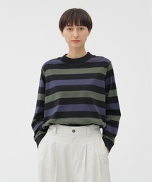 MHL. グレーオレンジストライプ長袖Tシャツ MHL.｜エムエイチエルのTシャツ/カットソー（長袖）通販 - ZOZOTOWN