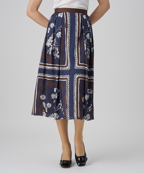 セール】スカーフプリントタック スカート（スカート）｜ANAYI（アナイ
