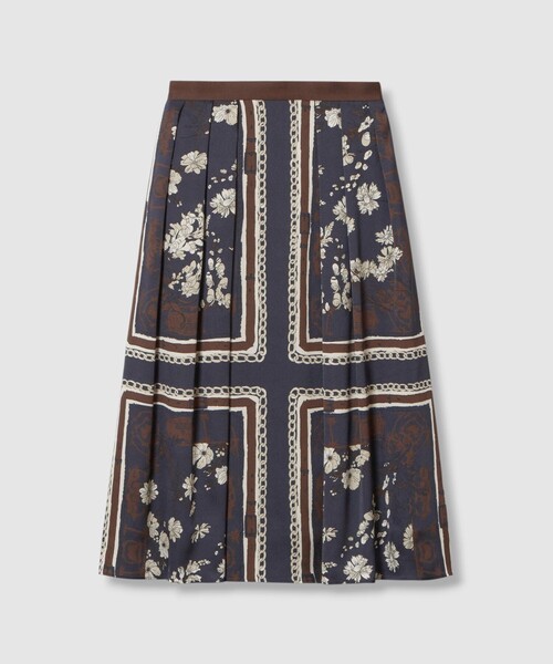 スカーフプリントタック スカート スカーフプリントタック スカート（スカート）｜ANAYI（アナイ