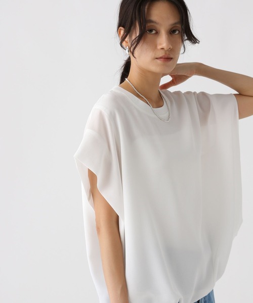 Elura(エルーラ)の「セミシアフレンチコンビT/592844(Tシャツ/カットソー・レディース・ブラック/オフホワイト/ピンク・FREE)」の3枚目の写真