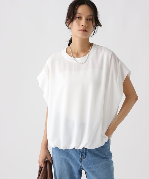 Elura(エルーラ)の「セミシアフレンチコンビT/592844(Tシャツ/カットソー・レディース・ブラック/オフホワイト/ピンク・FREE)」の4枚目の写真