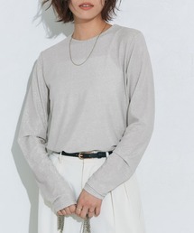 柄が選べるクルーネックロングスリーブシアーカットソー