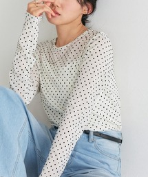 柄が選べるクルーネックロングスリーブシアーカットソー