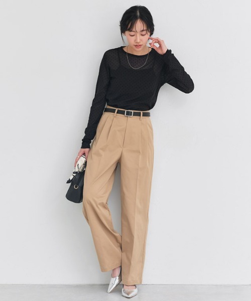 Pierrot(ピエロ)の「柄が選べるクルーネックロングスリーブシアーカットソー(Tシャツ/カットソー・レディース・アイボリー/ブルー系その他/ブラック/ホワイト系その他/シルバー/ブラック系その他2/ホワイト系その他2・L/M)」の9枚目の写真