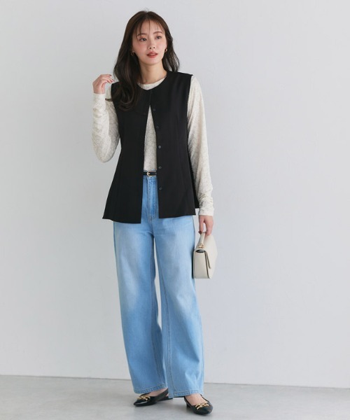 Pierrot(ピエロ)の「柄が選べるクルーネックロングスリーブシアーカットソー(Tシャツ/カットソー・レディース・アイボリー/ブルー系その他/ブラック/ホワイト系その他/シルバー/ブラック系その他2/ホワイト系その他2・L/M)」の17枚目の写真