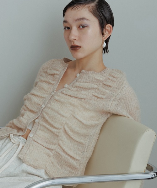 美品！！ADAM ET ROPE ダブルモヘアシャーリングカーディガン WEB限定】ダブルモヘアシャーリングカーディガン（カーディガン