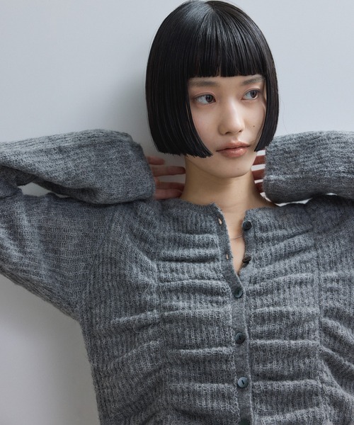 アダムエロペ モヘヤカーディガン　グレー アダム エ ロペ ADAM ET ROPE' モヘアミックスセットニット