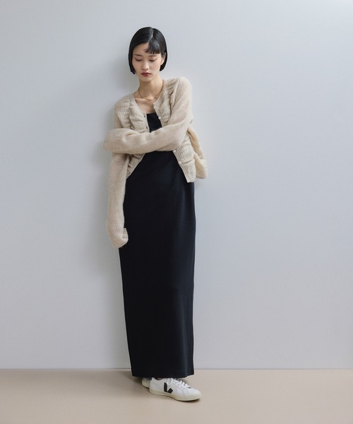 ADAM ET ROPE'（アダムエロペ）の「【WEB限定】ダブルモヘアシャーリングカーディガン（カーディガン/ボレロ・レディース・ベージュ/ライトグレー/ピンク/グレー・FREE）」の5枚目の写真