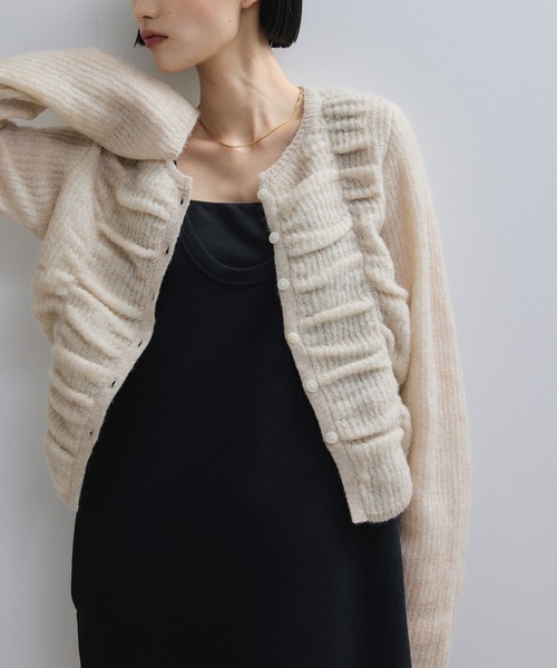 ADAM ET ROPE'（アダムエロペ）の「【WEB限定】ダブルモヘアシャーリングカーディガン（カーディガン/ボレロ・レディース・ベージュ/ライトグレー/ピンク/グレー・FREE）」の14枚目の写真