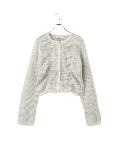 試着のみ ダブルモヘアシャーリングカーディガン ライトグレー WEB限定】ダブルモヘアシャーリングカーディガン（カーディガン/ボレロ