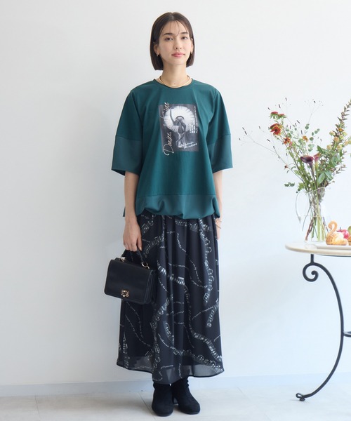 KATHARINE ROSS（キャサリンロス）の「【KATHARINE ROSS】バレエダンサープルオーバー（Tシャツ/カットソー・レディース・オフホワイト/ダークグリーン・MEDIUM）」の3枚目の写真