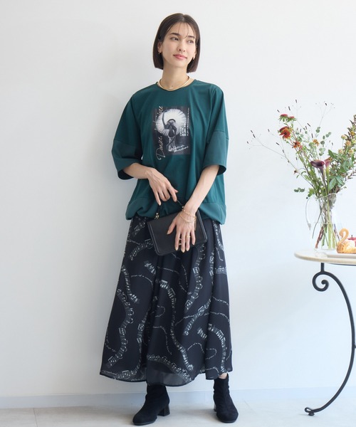 KATHARINE ROSS（キャサリンロス）の「【KATHARINE ROSS】バレエダンサープルオーバー（Tシャツ/カットソー・レディース・オフホワイト/ダークグリーン・MEDIUM）」の4枚目の写真