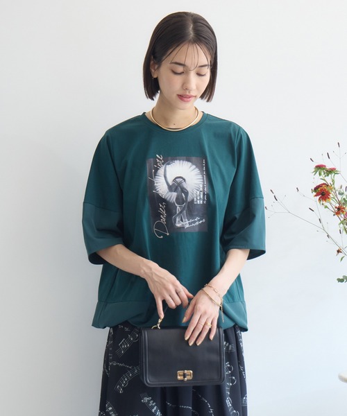 KATHARINE ROSS（キャサリンロス）の「【KATHARINE ROSS】バレエダンサープルオーバー（Tシャツ/カットソー・レディース・オフホワイト/ダークグリーン・MEDIUM）」の6枚目の写真