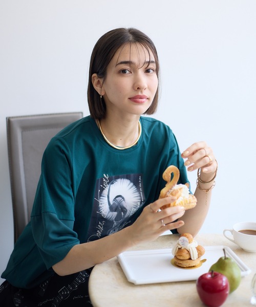 KATHARINE ROSS（キャサリンロス）の「【KATHARINE ROSS】バレエダンサープルオーバー（Tシャツ/カットソー・レディース・オフホワイト/ダークグリーン・MEDIUM）」の9枚目の写真