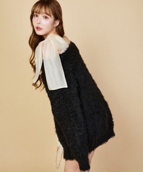 NICE CLAUP メリーカールニットチュニック premium order】メリーカールニットチュニック（ニット/セーター