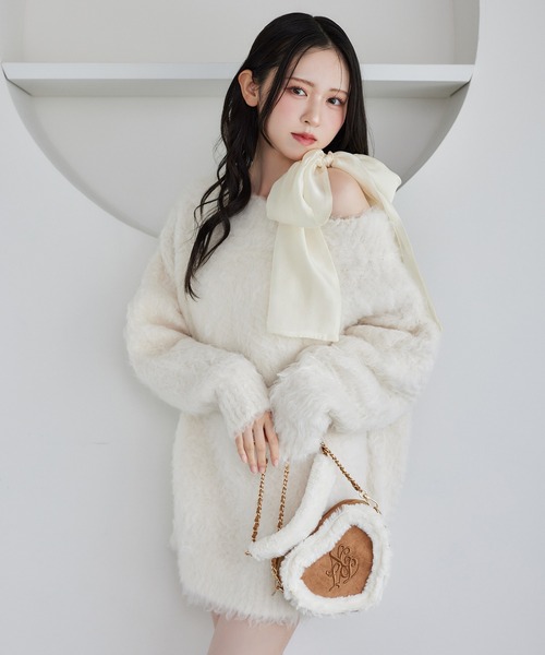 NICE CLAUP メリーカールニットチュニック 再入荷】メリーカールニットチュニック（ニット/セーター）｜one