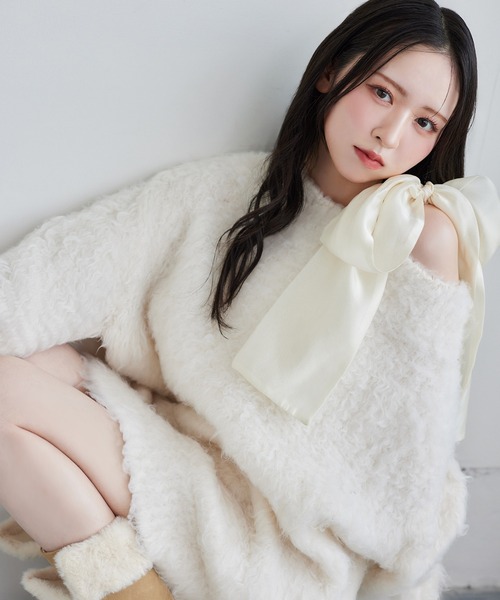 NICE CLAUP メリーカールニットチュニック 再入荷】メリーカールニットチュニック（ニット/セーター）｜one