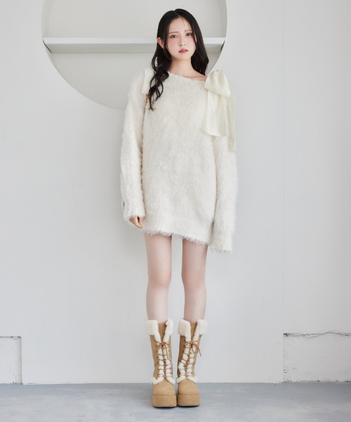 ナイスクラップ / メリーカールチュニックニット 再入荷】メリーカールチュニックニット | one after another