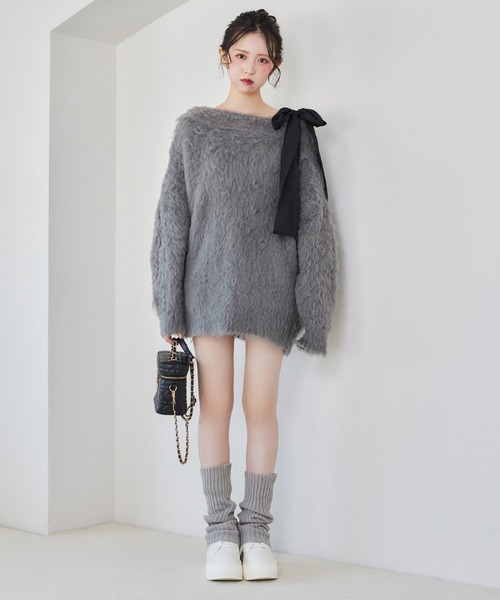 NICE CLAUP メリーカールニットチュニック premium order】メリーカールニットチュニック（ニット/セーター