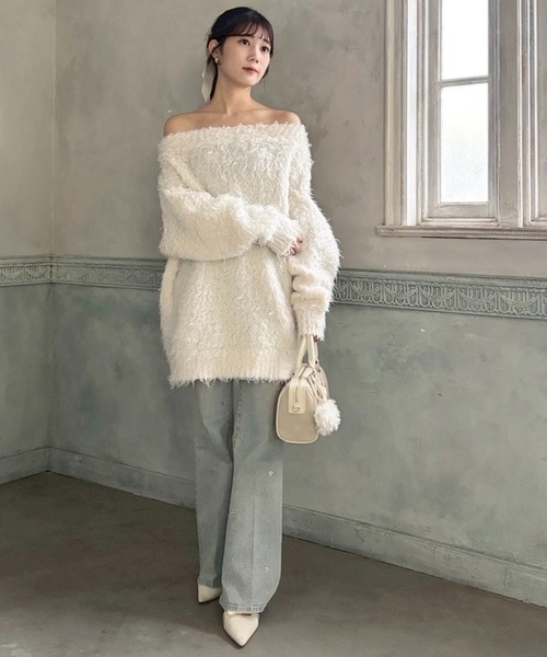 NICE CLAUP メリーカールニットチュニック 再入荷】メリーカールニットチュニック（ニット/セーター）｜one after