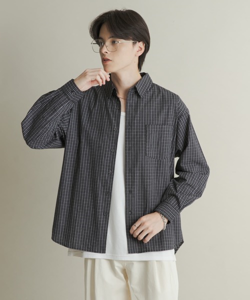 セール】マイクログラフチェックロングスリーブシャツ（シャツ