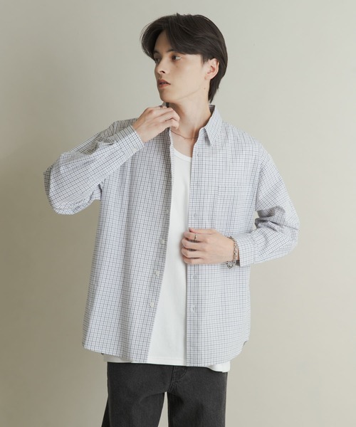 SENSE OF PLACE by URBAN RESEARCH(センスオブプレイスバイアーバンリサーチ)の「マイクログラフチェックロングスリーブシャツ(シャツ/ブラウス・メンズ・ホワイト系その他/パープル系その他/ブラック系その他・MEDIUM/LARGE)」の5枚目の写真