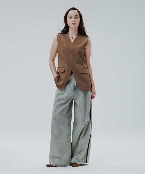 ADAM ET ROPE' EMOELLE ドレスデニムパンツ ADAM ET ROPE'｜【EMOELLE】・【サステナブル】ドレスデニムパンツ