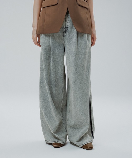 ADAM ET ROPE' EMOELLE ドレスデニムパンツ ADAM ET ROPE'｜【EMOELLE】・【サステナブル】ドレスデニムパンツ