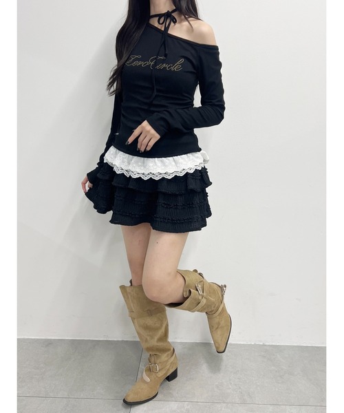 PHILLY（フィリー）の「スタッズロゴヘムレーストップス（Tシャツ/カットソー・レディース・ホワイト/ブラック・FREE）」の4枚目の写真