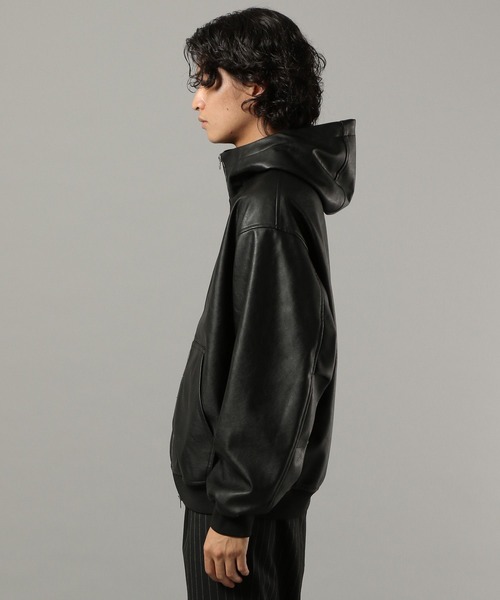 セール】シンセティックレザー/ジップアップパーカー（ブルゾン