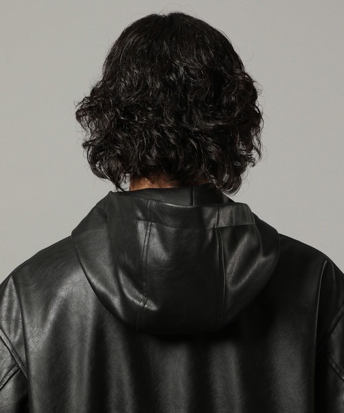 セール】シンセティックレザー/ジップアップパーカー（ブルゾン