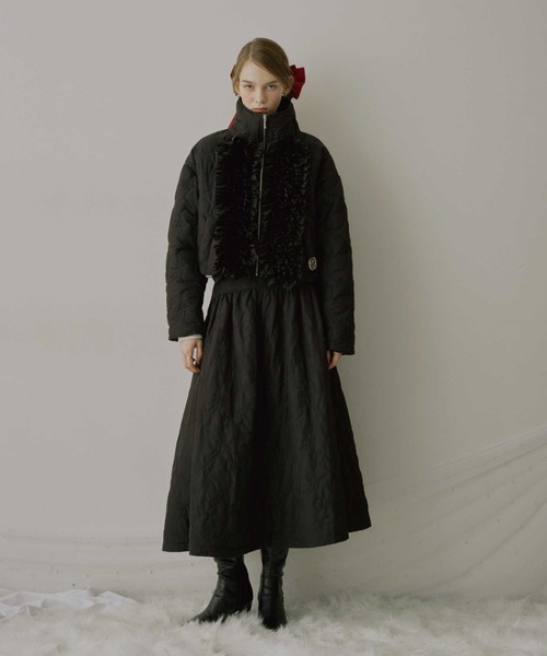 お値下げ☆yori ヘムフリルキルティングジャケット ブラック 24h限定お