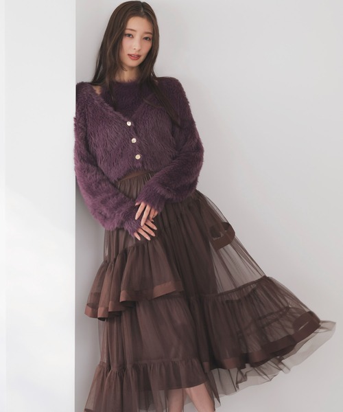 NOELA(ノエラ)の「チュールフリルスカート(スカート・レディース・オフホワイト/ピンク/ブラウン・S/M)」の2枚目の写真