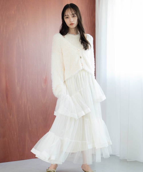 NOELA(ノエラ)の「チュールフリルスカート(スカート・レディース・オフホワイト/ピンク/ブラウン・S/M)」の1枚目の写真