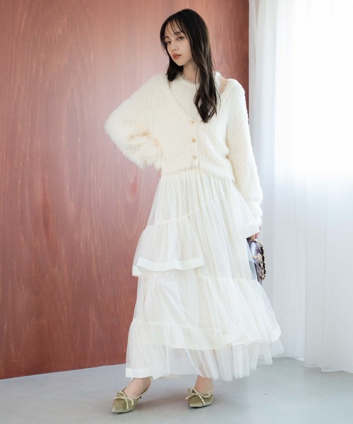 NOELA(ノエラ)の「チュールフリルスカート(スカート・レディース・オフホワイト/ピンク/ブラウン・S/M)」の5枚目の写真