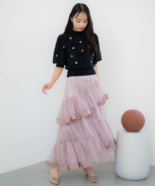 NOELA(ノエラ)の「チュールフリルスカート(スカート・レディース・オフホワイト/ピンク/ブラウン・S/M)」の10枚目の写真