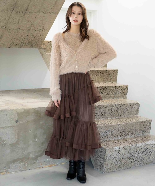 NOELA(ノエラ)の「チュールフリルスカート(スカート・レディース・オフホワイト/ピンク/ブラウン・S/M)」の13枚目の写真